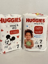 2-Huggies Snug &amp; Dry Size 7 Baby Diapers 41 lb, 15 count (Mickey Mouse P... - $620.90 MXN