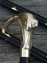 Solid Brass Lion Head Handle Wooden Walking Stick Cane Designer - £22.77 GBP