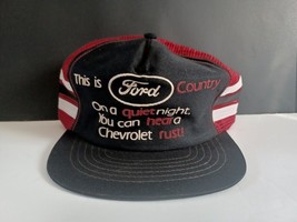 Vintage Ford 3 Stripe Trucker Hat &quot;This Is Ford Country&quot; SnapBack 80&#39;s - £74.47 GBP