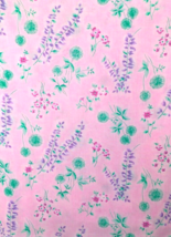 43&quot; x 54&quot; Fabric Pink background Green Purple Floral Cotton Crafts Quilt Sewing - £7.13 GBP