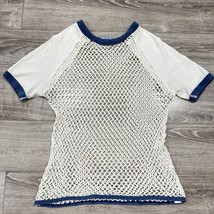 Duofold Norse-Net Fish Net Ringer T-Shirt Men’s M See Through Ivory Blue... - $69.29