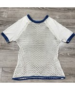 Duofold Norse-Net Fish Net Ringer T-Shirt Men’s M See Through Ivory Blue... - $69.29