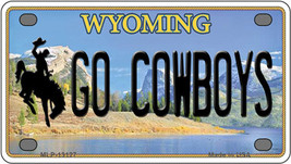 Go Cowboys Wyoming Novelty Mini Metal License Plate Tag - £11.76 GBP