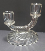 Imperial glass newbound colonial swirl double candlestick holder vintage - $14.52