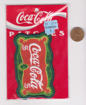 Vtg Coca-Cola Patch-Coke-Red Green-90&#39;s NOS-Iron On-5 cent Sign - £14.61 GBP
