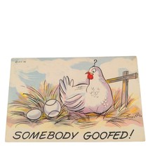Postcard Somebody Goofed Comic Chicken Laying Baseball Chrome Unposted - $4.15