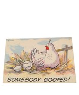 Postcard Somebody Goofed Comic Chicken Laying Baseball Chrome Unposted - £3.27 GBP