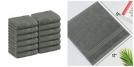 Pack of 12 Washcloth Towel Set Premium Cotton 600 GSM 12x12&quot; - Grey - P01 - £37.58 GBP