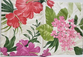 Flannel Back Vinyl Printed Tablecloth,52&quot;x104&quot;Oblong, Red,Purple,Pink Flowers,Ap - £14.23 GBP