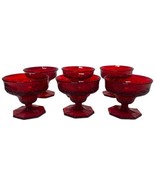 6 Vintage McKee Depression Glass Rock Crystal Ruby Red Low Sherbet Glass... - $117.23