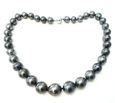 16-12 mm Black Tahitian Pearl Baroque Peacock Necklace 19&quot; 18K WG Diamond Clasp - £1,430.83 GBP