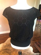 NWOT GIAMBATTISTA VALLI Black Sleeveless Boatneck Lace Crocheted Short T... - $197.01