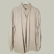 Kenneth Cole Button Down Shirt Mens Large 16.5 32/33 Long Sleeve Tan Rea... - $13.66