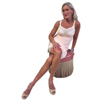 1930s RETRO Pink Noisy Rayon Vintage Full Slip Dawn Lingerie Lace Straps... - $114.94