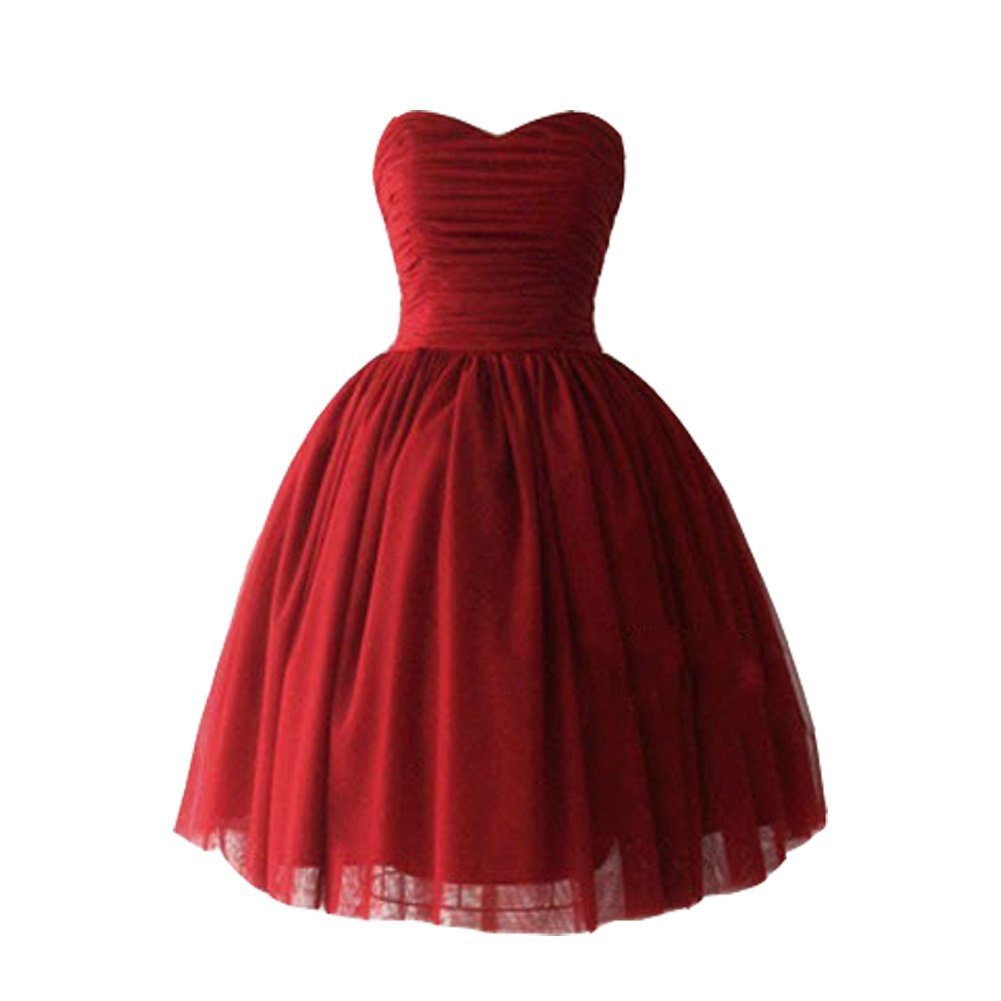 Kivary Tulle Sweetheart Ball Gown Corset Short Bow Prom Homecoming Cocktail Dres
