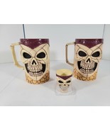 Vtg.1990&#39;s Easter Unlimited Halloween Skull Mug Steins and Shot Glass Se... - $18.99
