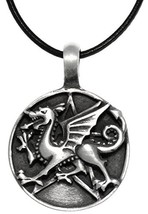 Jewelry Trends Dragon Star Round Medallion Pewter Pendant Necklace 18&quot; Leather C - £23.52 GBP