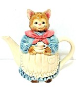 Otagiri Mama Cat With Apron Tea Pot Porcelain Hand Painted 7 1/2&quot; x 8&quot; J... - £16.35 GBP