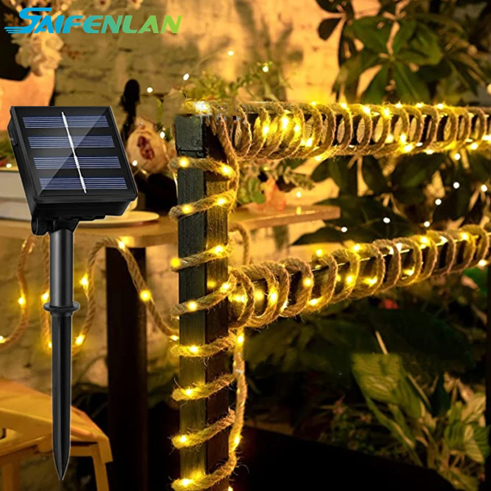 New Solar Hemp Rope String Lights Solar Fairy Lights  Party Decorations Garden O - £180.56 GBP