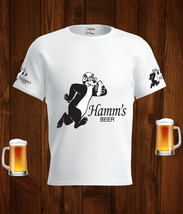 Hamm&#39;s Beer Logo White Short Sleeve  T-Shirt Gift New Fashion  - £25.56 GBP