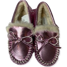 Crewcuts Pink Metallic Faux Fur Lined Moccasin New - $24.71
