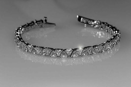22CT Trillion Cut Simulated Diamond Bracelet Silver Tennis Bracelet Gift - £152.78 GBP