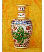 6&quot; Marble Vase Flower Pot Handicraft Meenakari Stone Hand Painted Indian... - £46.70 GBP