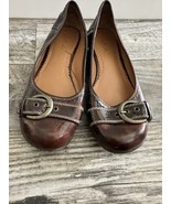 Mia kids Patent Leather Brown Flats Girls Size 3.5 Round  Buckle Detail - $11.30