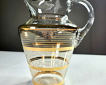 Vintage Fine Glass Gold Stripe Art Deco Water Pitcher Summer Décor Clear... - $99.99