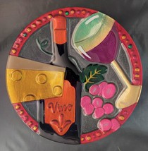 Lori Siebert For Silvestri By Demdaco 2006 Fused Glass Wine &amp; Cheese Platter NWT - £13.46 GBP