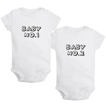 Twin Baby No.1 &amp; No.2 Romper Baby Bodysuit Newborn Infant Jumpsuits Pack... - £15.72 GBP