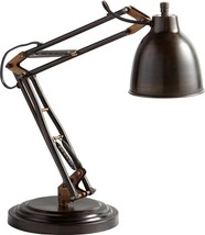 Table Lamp Cyan Design Right Radius Rounded Base Angular Angled Arm Bell Shade - £430.85 GBP