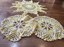 Vintage Lot Of Yellow Crocheted Doilies Fall Décor  Pretty! Clean  - $15.00