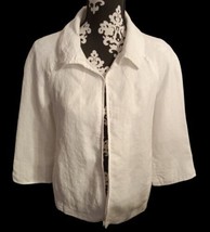 KIM ROGERS M JACKET 100% LINEN WHITE OPEN WITH HOOK AND LOOP POCKETS - $21.78