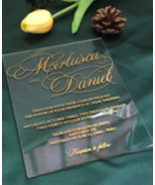 10pcs acrylic wedding invitation cards free design gold ink acrylic invi... - £25.18 GBP