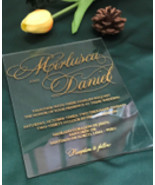 10pcs acrylic wedding invitation cards free design gold ink acrylic invi... - $32.00