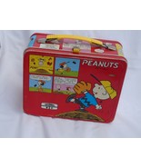 1965 PEANUTS Charlie Brown &amp; Snoopy RED Lunch Box with Thermos Nice! - €84,42 EUR