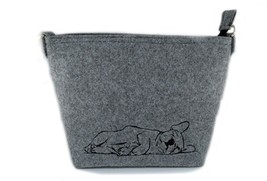 French Bulldog 6,Felt, gray bag, Shoulder bag with dog, Handbag, Pouch - $39.99
