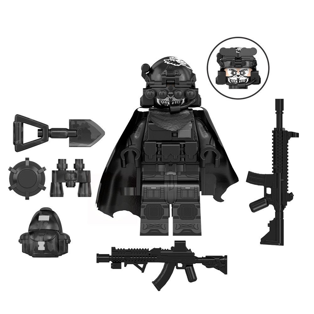 6pcs Special Forces Black Camouflage Commando Soldiers Minifigures Minifigs Toys Item image 5