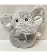 Bearington Baby Collection Baby Infant Gray Plush Elephant Ring Rattle - £9.90 GBP