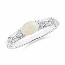 ANGARA Oval Opal Vintage Style Ring with Diamond Accents for Women in 14K Gold - £538.84 GBP