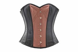 Black Brown PVC Leather Corset Gothic Steampunk Halloween Costume Overbu... - $68.99