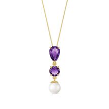 Galaxy Gold 14K Solid White Gold Pearl & Amethyst Pendant Necklace, 20 Inch  Na - $692.99