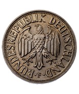 1966-F German 1 Mark Coin (Good Condition) Stuttgart Mint Km 110-
show o... - $85.44 CAD