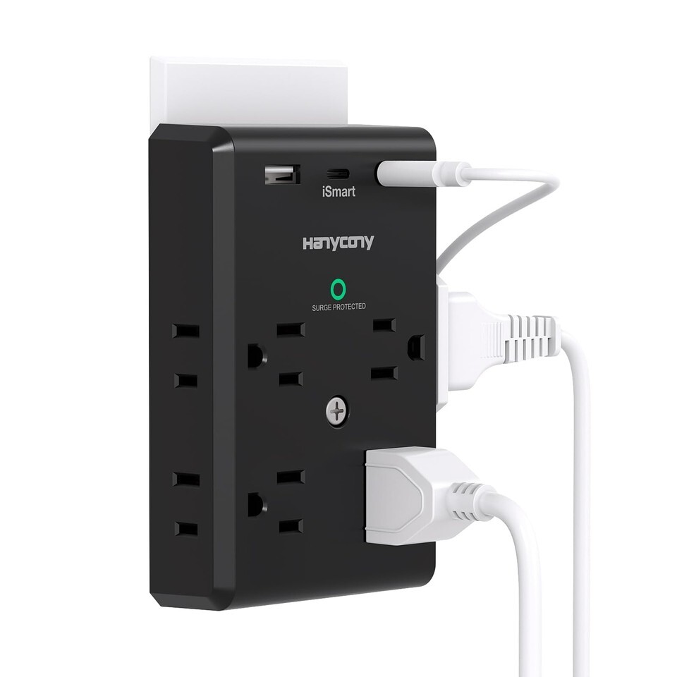 8 Outlet Extender Surge Protector Multi Plug Wall Adapter 3 USB Charger ... - $22.31