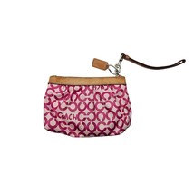 Coach Leah Opt Art Pink Coated Canvas Tan Leather Cosmetic Toiletry Make-up Bag - £17.66 GBP