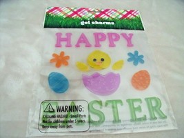 NEW HAPPY EASTER GEL CHARMS Window Clings CHICK EGGS FLOWERS Decals - £10.81 GBP