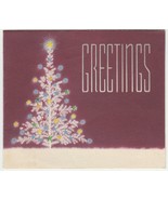 Vintage Christmas Card White Tree Burgundy Background 1940&#39;s - £6.96 GBP