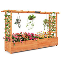 Raised Garden Bed with Side Trellis Hanging Roof and Planter Box-Orange ... - £162.50 GBP