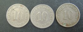 #PF. Germany German coins 3 psc. x 10 PFENNIG 1911 A - £3.62 GBP